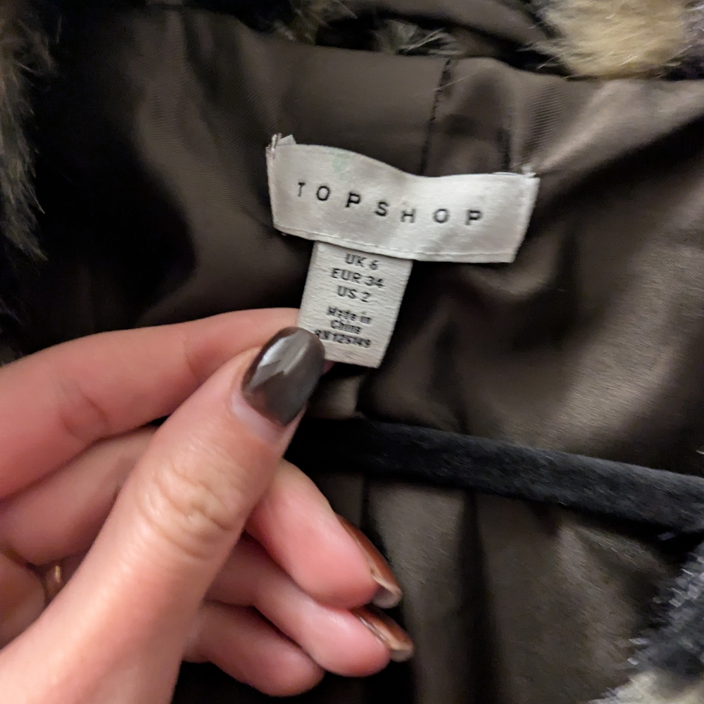 Topshop Black and White Faux Fur Coat - Picture 2 of 2